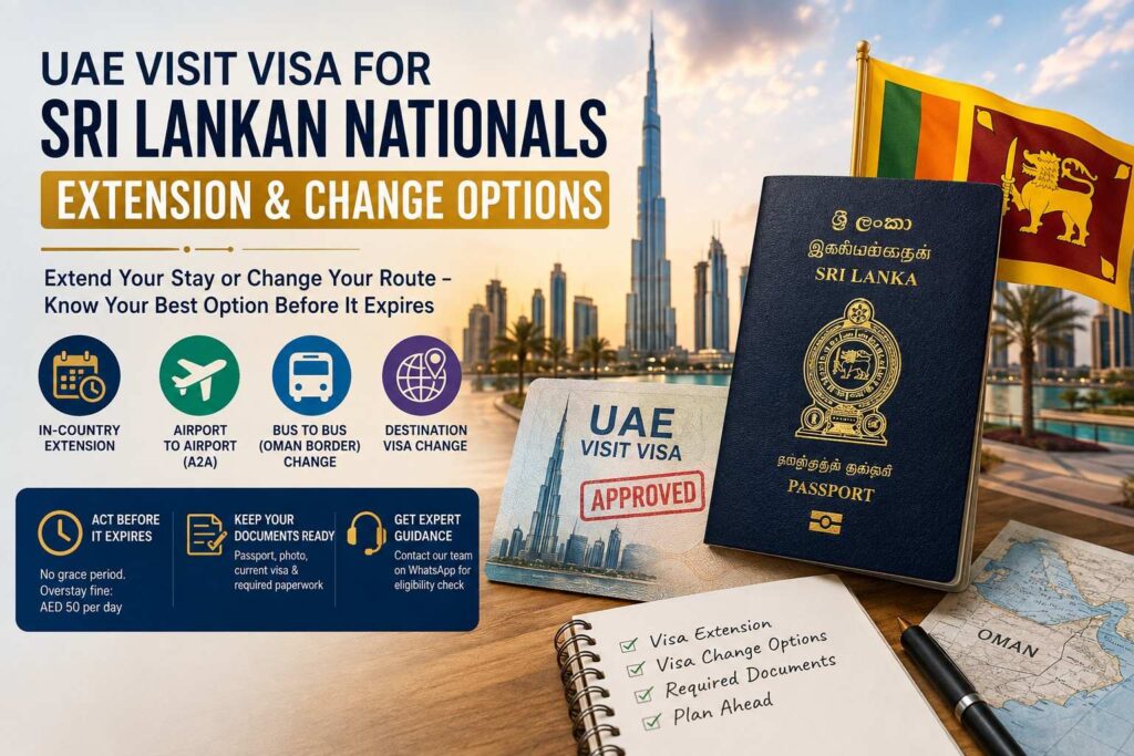UAE visit visa extension and change options for Sri Lankan nationals